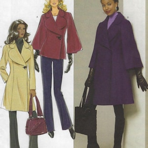 B5401 Butterick - Misses A-line Coat with Bell sleeve, one button closure & length variations - new sewing pattern - sz BB 8-14 and F5 16-24