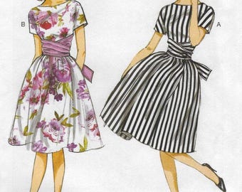 B6318 Butterick Retro '61 - Misses Tie-Waist Dress has dolman sleeves & full gathered skirt - new sewing pattern - sz A5(6-14) or E5(14-22)
