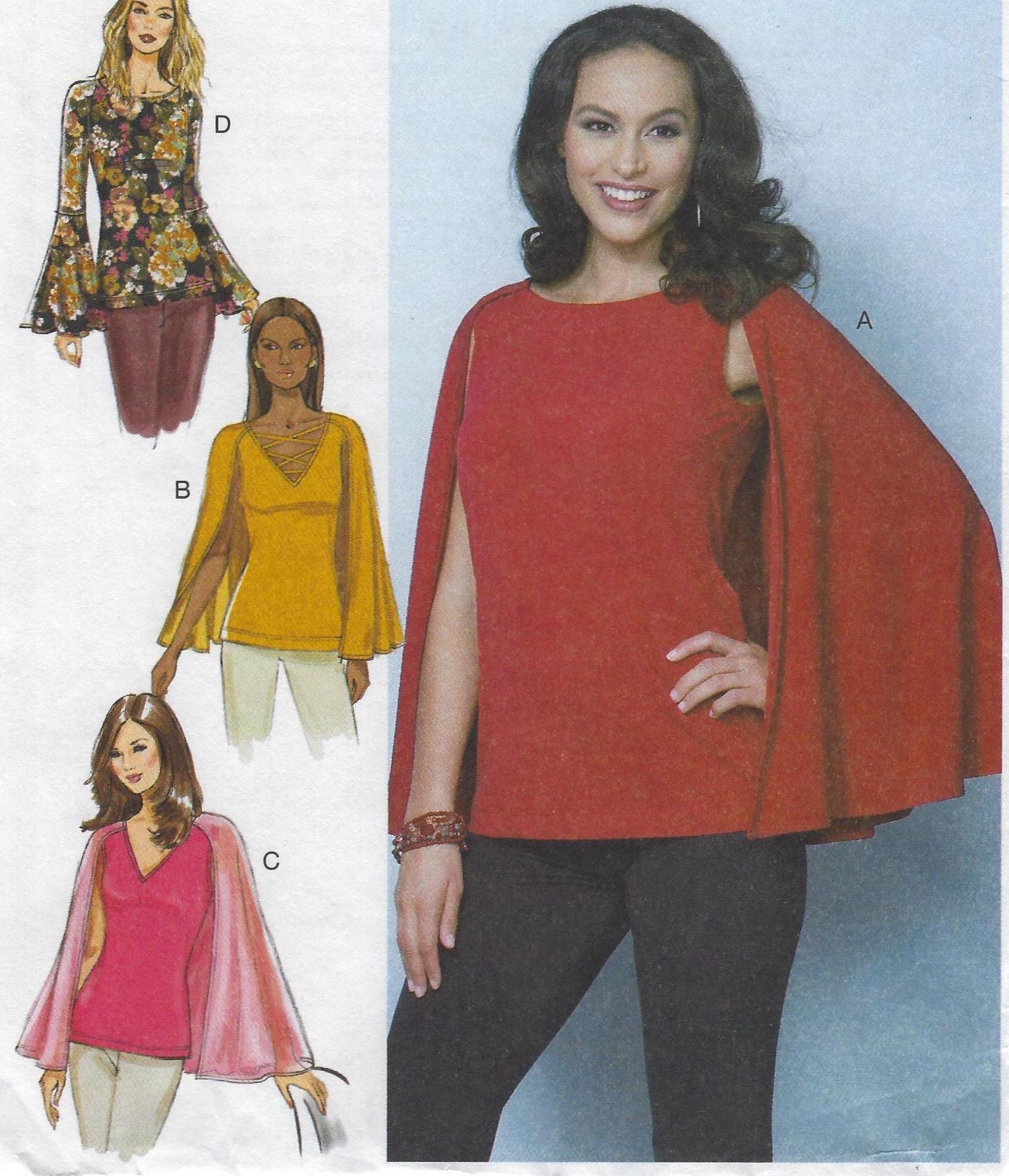 B6490 Butterick - Misses Close-fitting Tops With Neckline, Sleeve