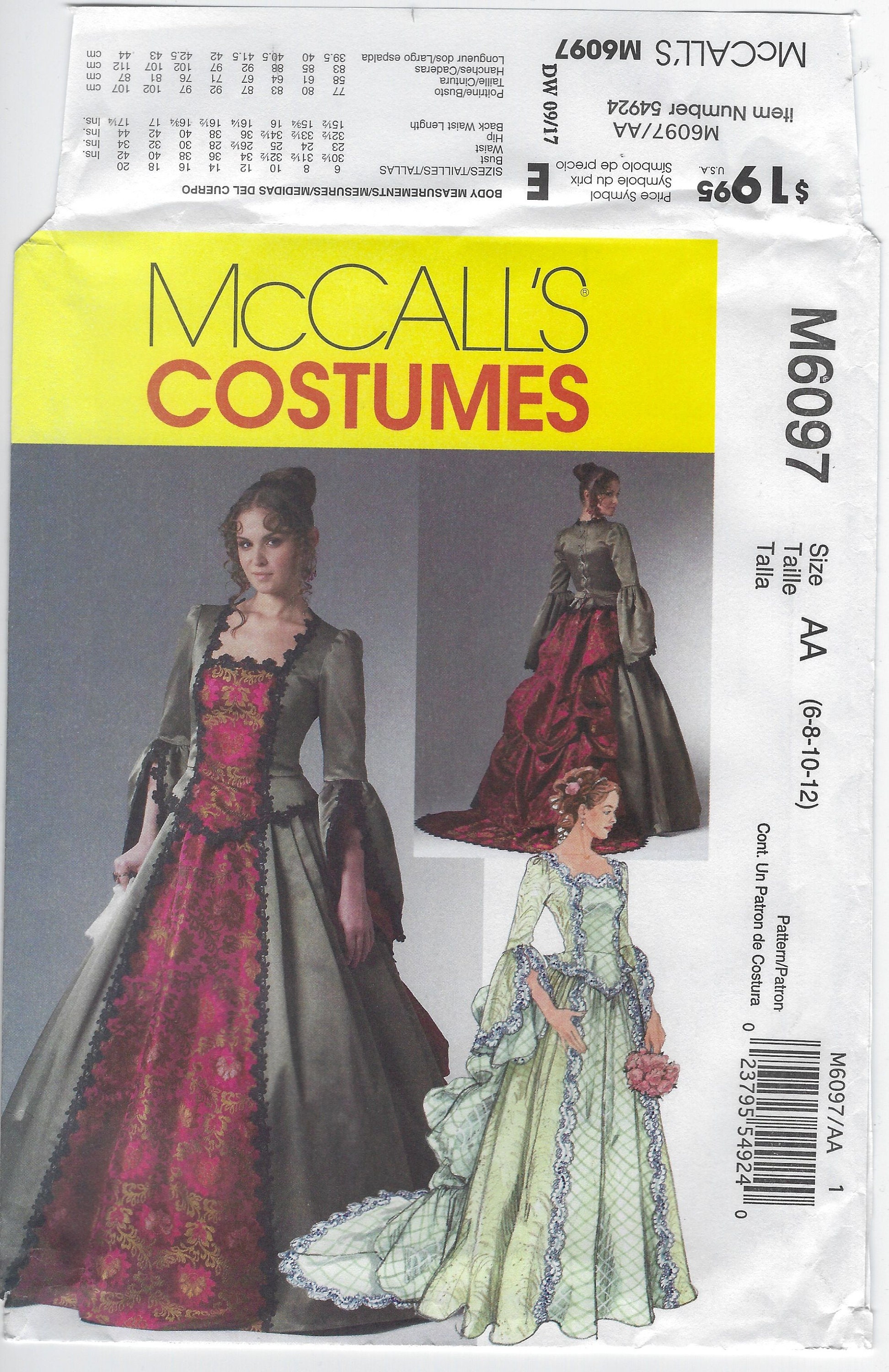 M6097 McCall's Costumes Misses Square-Neckline Top | Etsy