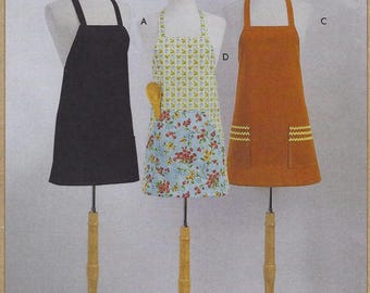 K4287 / R10846 Kwik Sew - Unisex Adult barbeque-style aprons in one size fit most adults - new sewing pattern - One Size - Grilling Apron