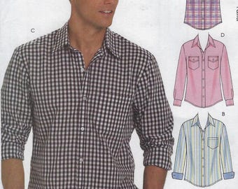 M6044 McCall's - Mens Button-down Shirt with Collar has sleeve and pocket variations - new sewing pattern - sz XM (S-L) or XN (Xl-Xxxl)