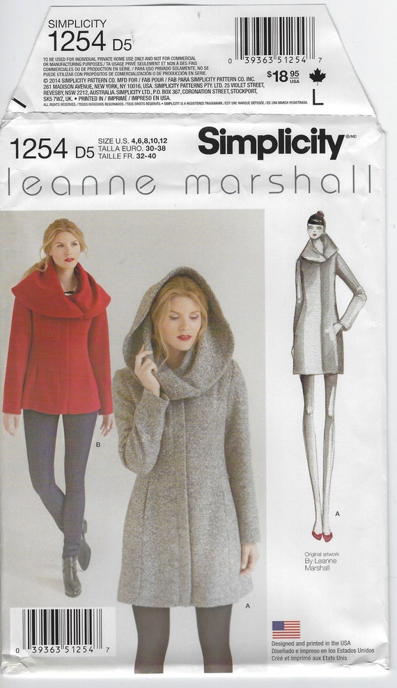 1254 Simplicity Marshall Misses Lined Coat / Jacket has | Etsy