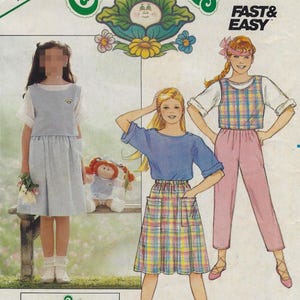 3141 Butterick Cabbage Patch Kids - Girls Vest, Top, Dirndl Skirt with pockets and Pants and Transfers - uncut sewing pattern - size 7-8-10