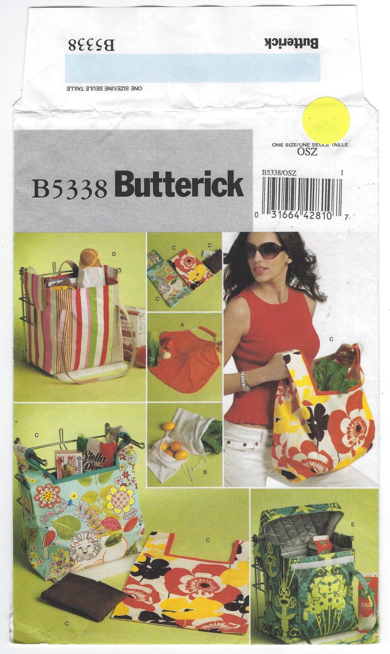B5338 Butterick - Bags and Totes - 5 styles to sew and a nice hot or cold quilted lining (thermal) Bag - uncut sewing pattern - OSZ image 2