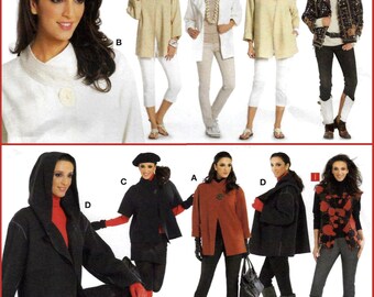 May include: A collection of various jackets and coats labeled with letters A through E and I, including hooded designs, solid colors like white, black, and rust, and patterned textures. The garments are displayed in multiple styles and lengths.