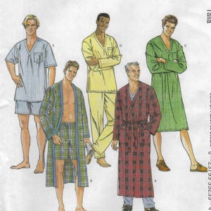 M6231 McCall&#39;s - Men&#39;s Sleepwear: Robe in 2 lengths, Nightshirt, Pants and Shorts - sewing pattern - sz Y S-M-L  and Z Xl-XXL-XXXL