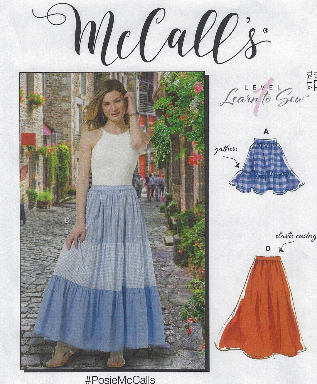 M8066 Mccall's Learn to Sew - Misses Pull-on Gathered Skirts With Tier ...