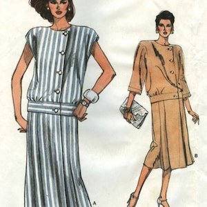 9310 Very Easy Very Vogue - Misses Wrap Dress has Loose fit bodice & Front pleated Skirt - uncut sewing pattern - sz 8-10-12 - vintage 1985
