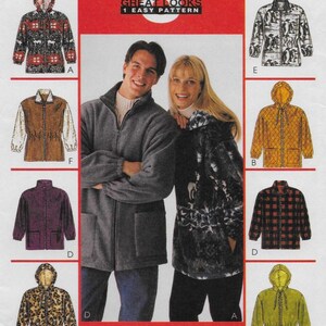 9581 McCall's - Misses and Men's Unisex Jacket has collar or hood and patch or seam pockets - uncut sewing pattern - sz Sm or Med