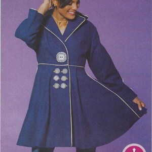M7666 McCall's - Misses Lined Flared Coat with Wide Collar has great piping accents - new sewing pattern - sz A5 6-14 & E5 14-22