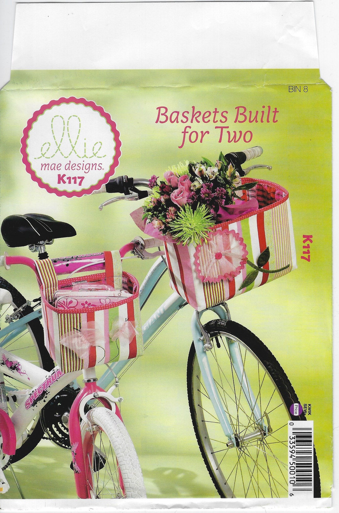 K117 Kwik Sew Crafts Bicycle Baskets Built for Two New Sewing Pattern