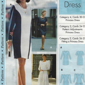 May include: A fashion magazine page featuring three women modeling princess dresses. The dresses are in various styles and colors, including a navy and white color block dress, a navy blue dress, and a white dress. The text "Princess Dress" is displayed.