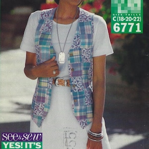 6771 See & Sew Butterick - Misses Fitted Vest w/tie ends and Wide-legged Shorts with front pleats - uncut sewing pattern - sz C (18-22)