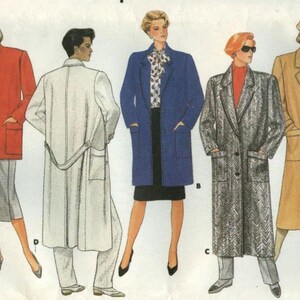3422 Butterick Classics - Misses Loose-fitting, Straight, Lined Coat with notched collar and patch pockets - uncut sewing pattern - sz 14
