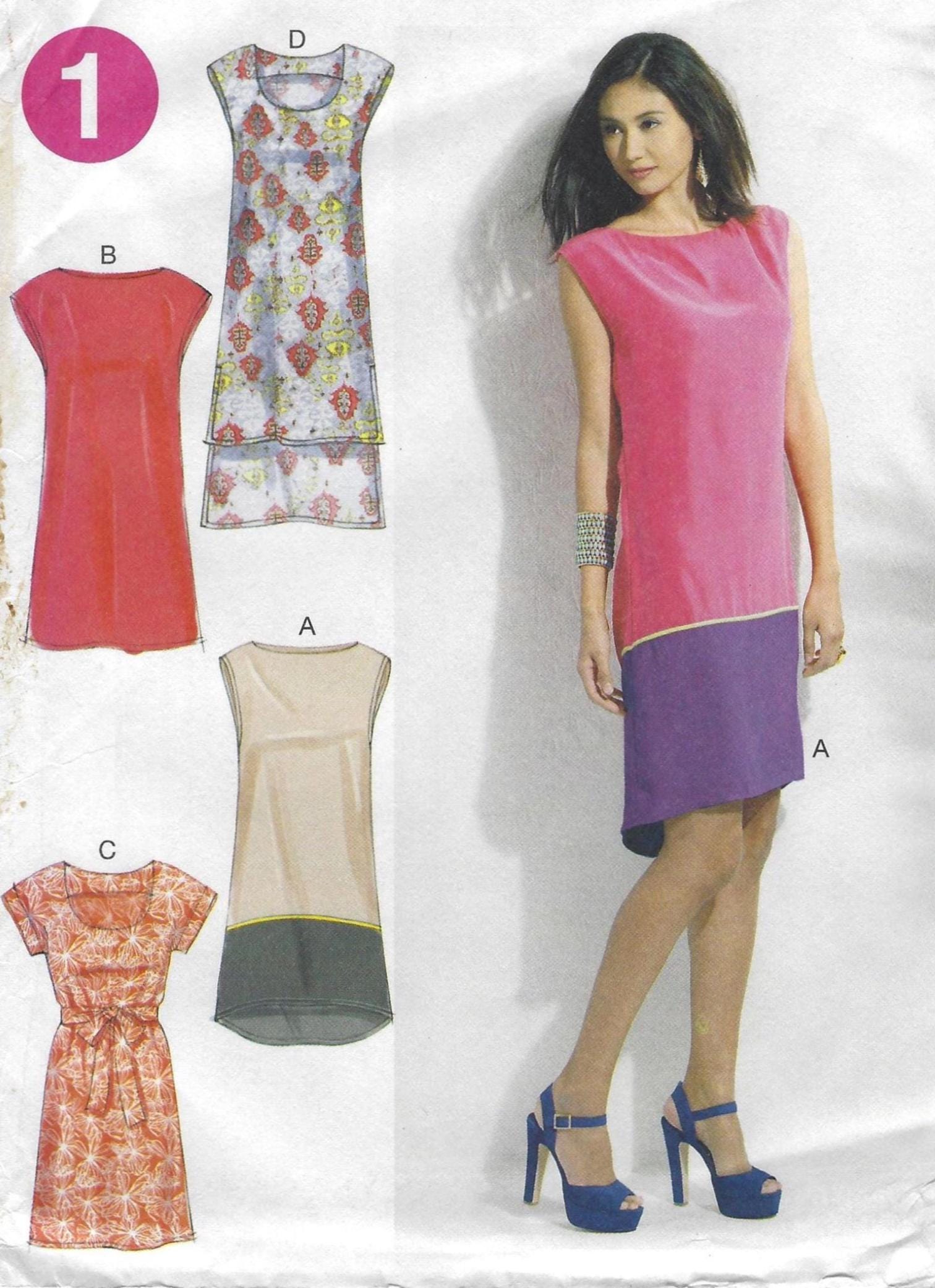 M6551 McCall's - Misses Pullover Dress with cap sleeve has High low hem & Neckline variations - uncut sewing pattern - sz Y Xs-Sm-Md (4-14)