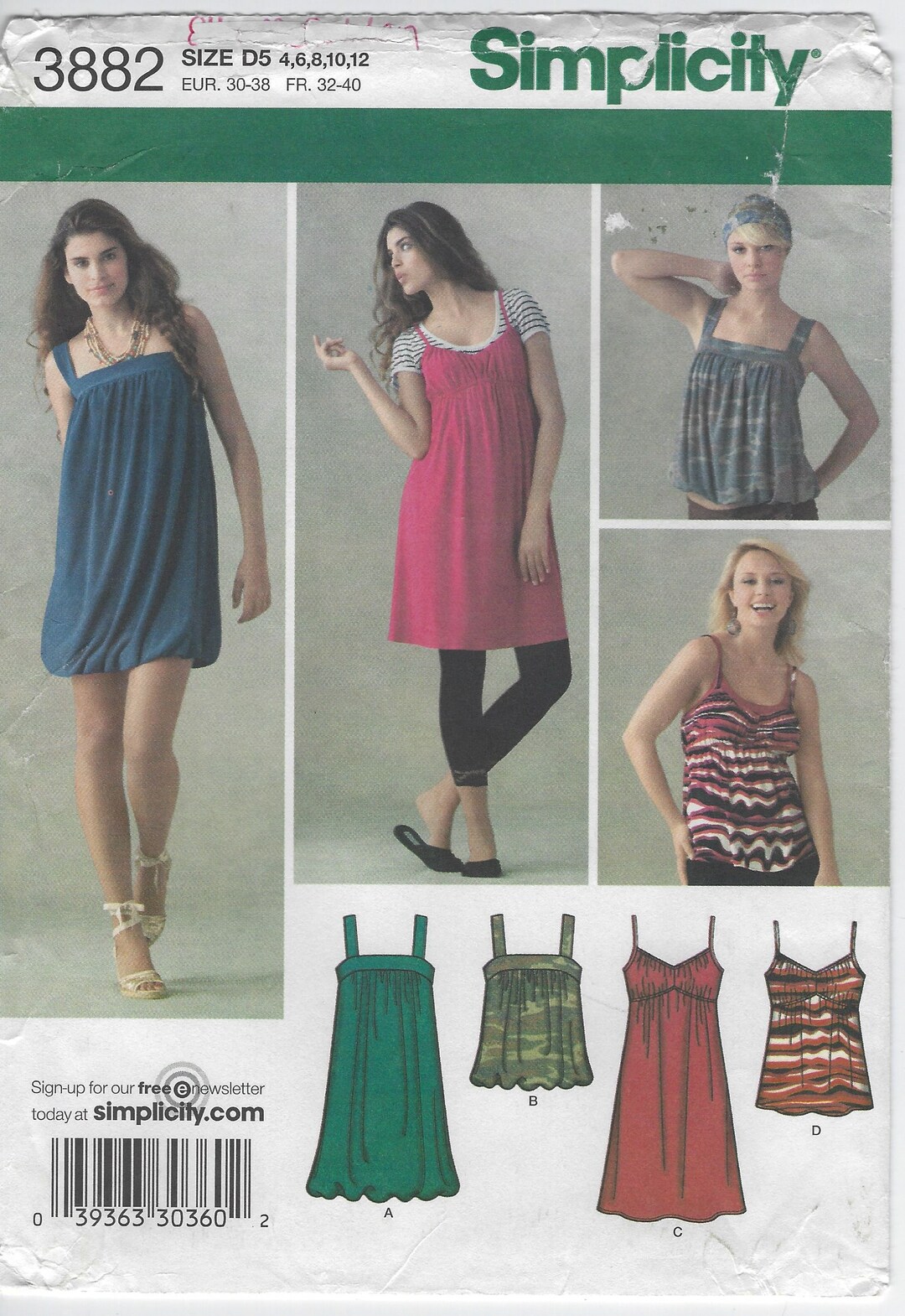3882 Simplicity Misses Knit Dresses or Tops With Bubble Hem - Etsy