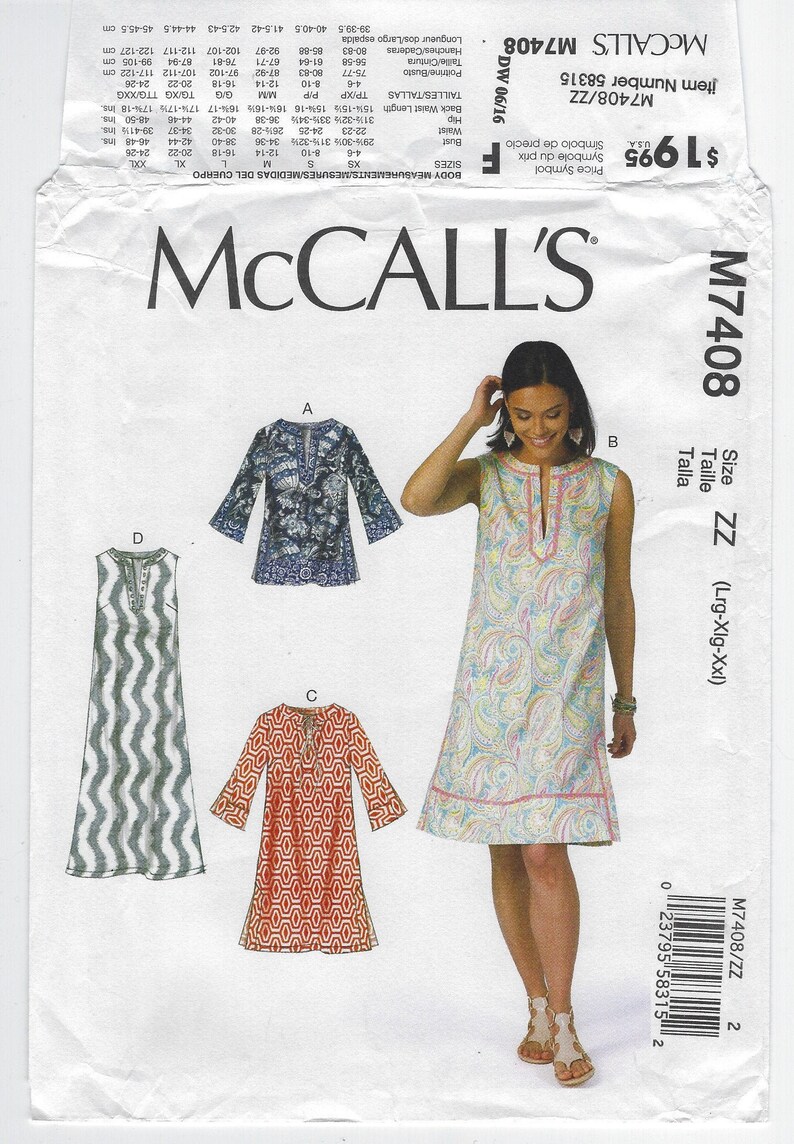 M7408 Mccall's Misses A-line Tunic and Dresses Has - Etsy