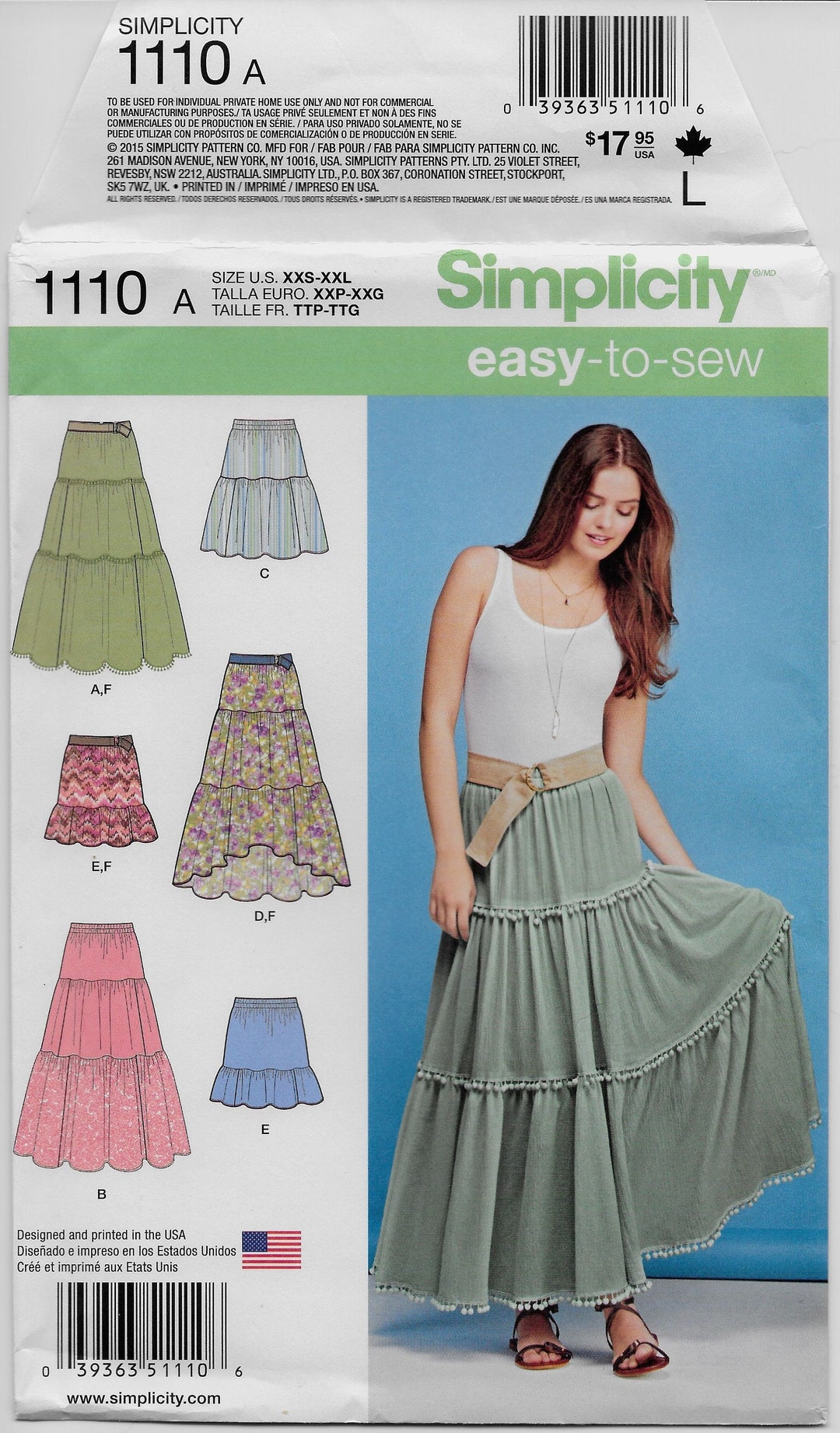 1110 Simplicity Misses Pull-on Skirts With 2 & 3 Tiers Has - Etsy