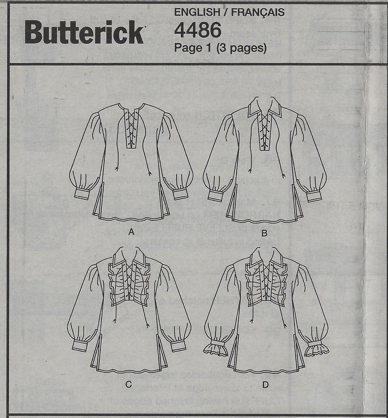 B4486 Butterick Making History Men Unisex Lace-Up Long | Etsy