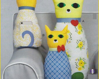 K4264 / K4310 Kwik Sew Crafts - Cat Pillows with Tech Pockets - new sewing pattern - 20" & 13" Height - Pockets for smart phones and remotes