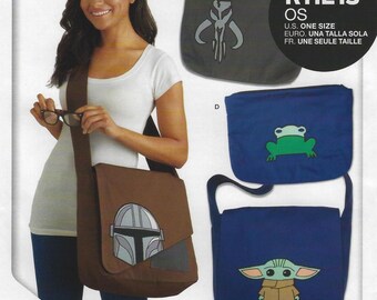 R11213 Simplicity - Bags: The Mandalorian Character Applique Messenger Bags and Laptop Sleeves - new sewing pattern - One Size