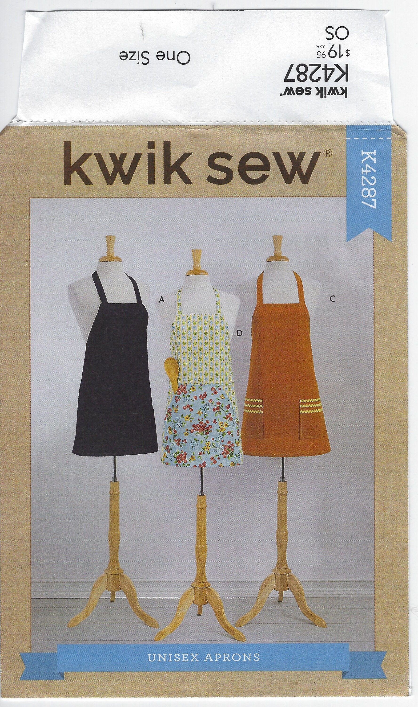 Kwik Sew Sewing Pattern Pullover Unisex Aprons With Criss-Cross