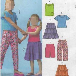 M4816 McCall's Easy Endless Options - Girls Separates: Tops, Tiered Skirts, Shorts and Capri Pants - uncut sewing pattern - sz CJ(10-14)