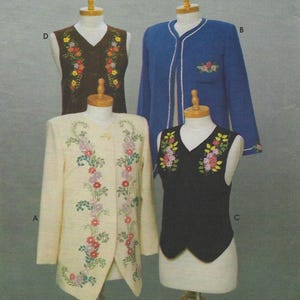 9891 Simplicity Crafts - Misses Lined Jackets and Vests : Featuring Ribbon Embroidery transfers - uncut pattern - sz P(12-16)