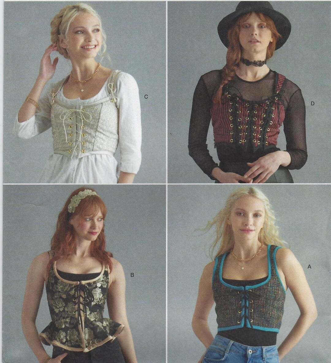 S9592 Simplicity Costumes - Lined Corsets W/o Boning Have Straight and ...