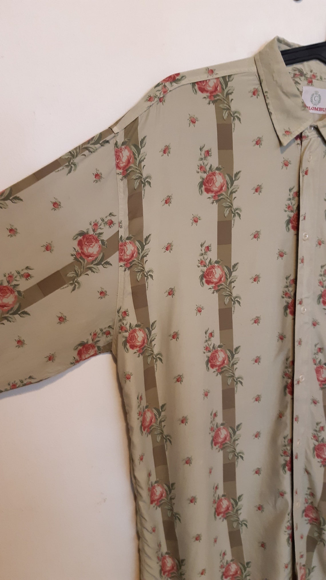 Green Printed Vintage Men Shirt MADE IN ITALY size M Etsy