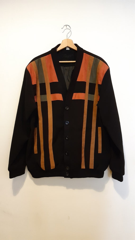 Black Suede Vintage Cardigan Jacket