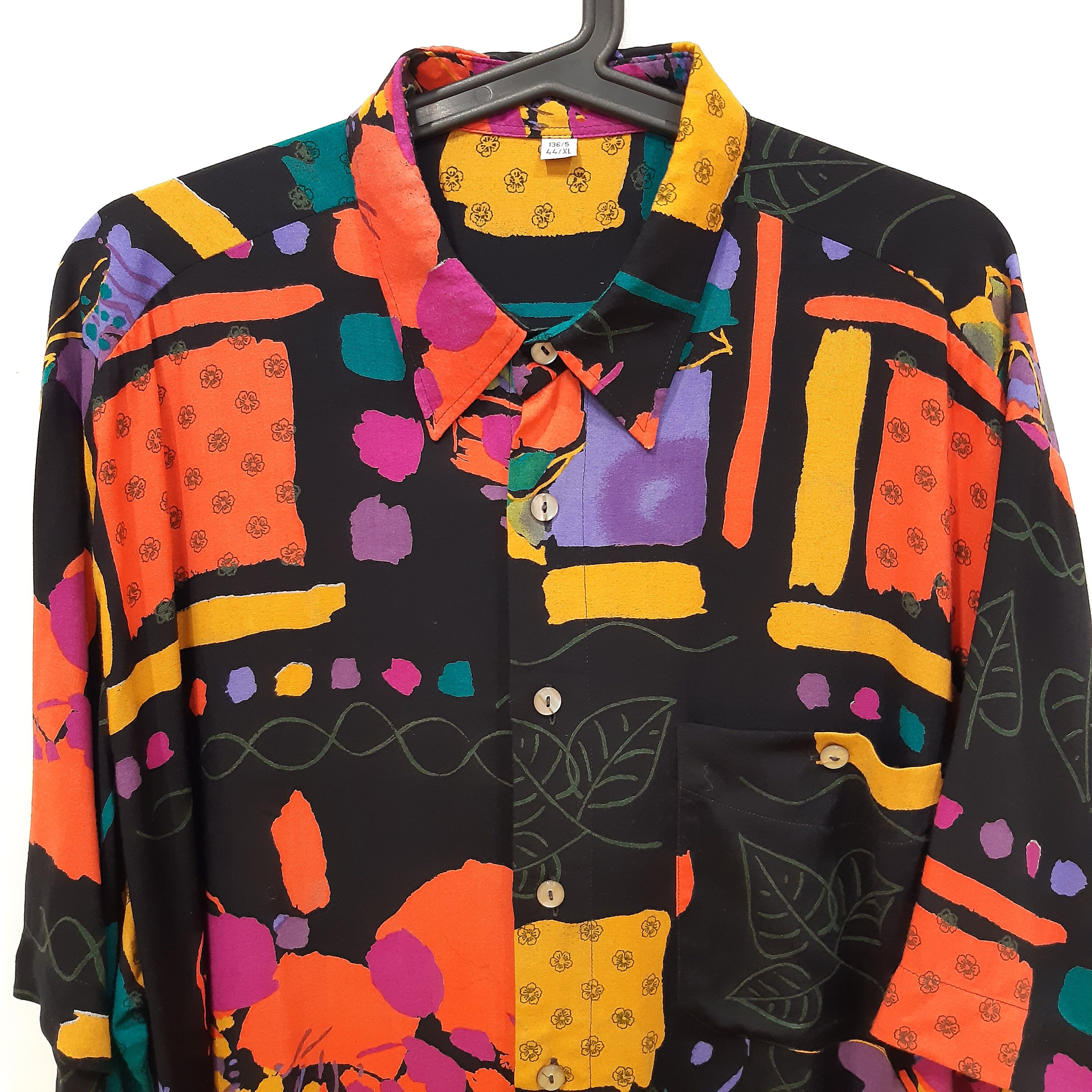 Black Crazy Printed Men Shirt size XL Etsy