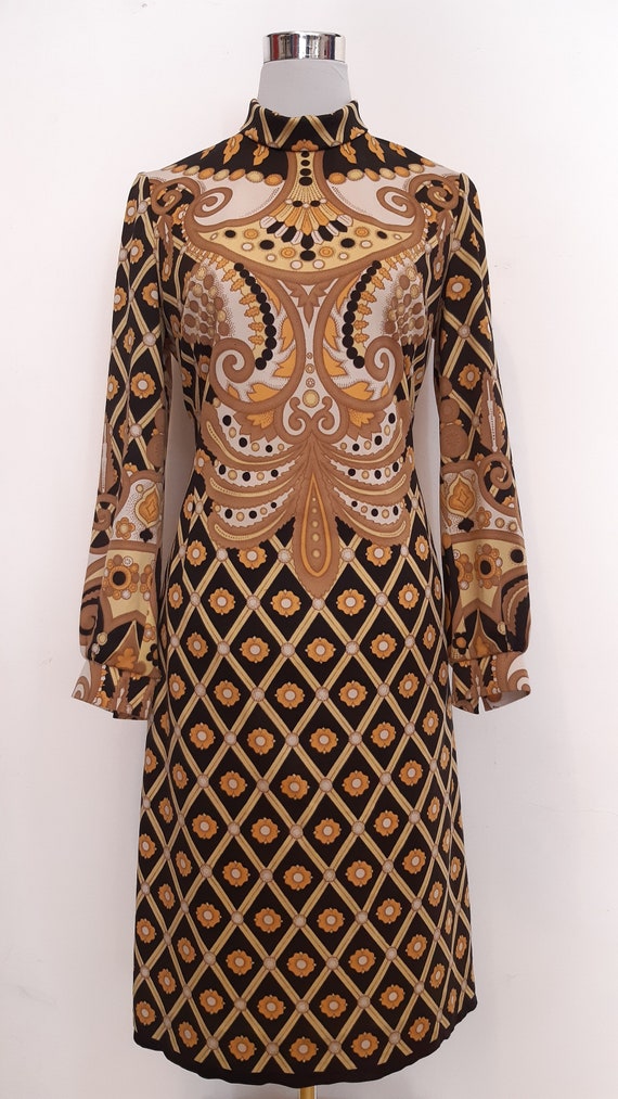 Black Sand Geometric Mod Vintage Dress