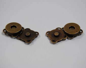 Set of 2 magnetic snaps to sew for 14 mm bronze