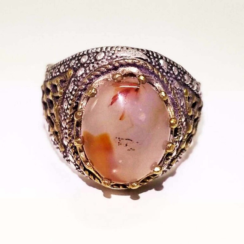 handmade 925 sterling silver ring genuine yaman yemen aqeeq agate akeek