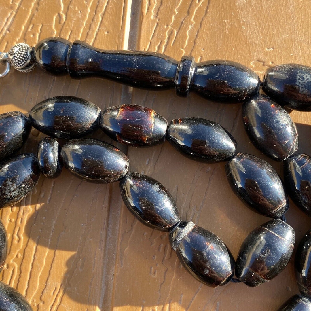 Middle Eastern Coral Islamic 33 Prayer Beads Black Coral Yusr Etsy
