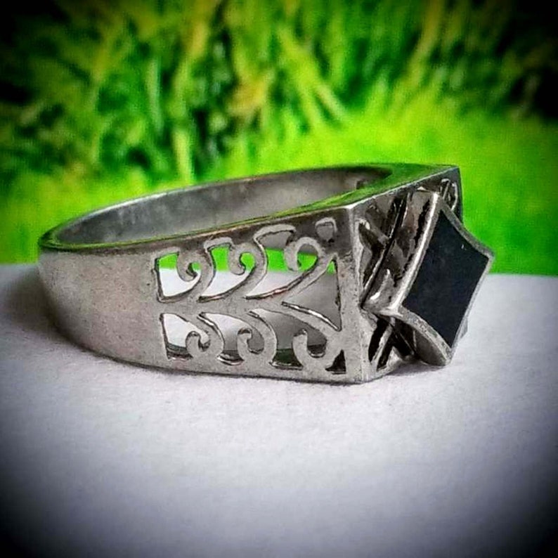 WOW handmade 925 sterling silver ring nice black stone middle eastern jewelry