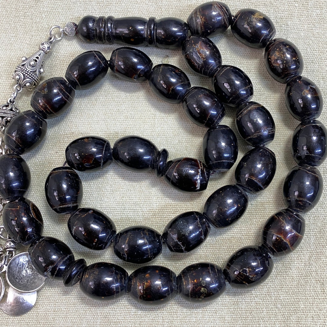 Huge Yemeni Yemen 33 Black Coral Prayer Beads Worry Beads Yusr Etsy