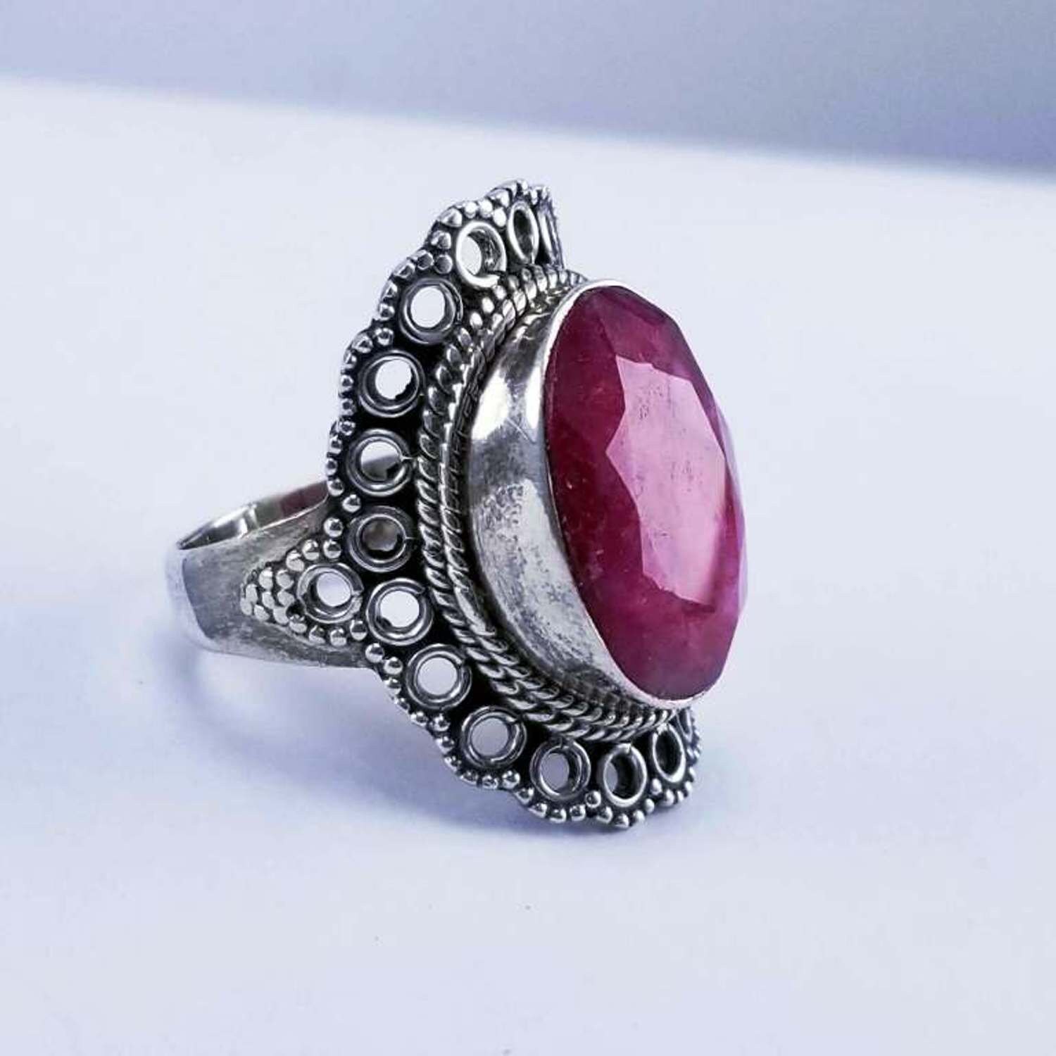 Big ruby stone natural Red Ruby Oval Gemstone Stylish Ring 925 | Etsy