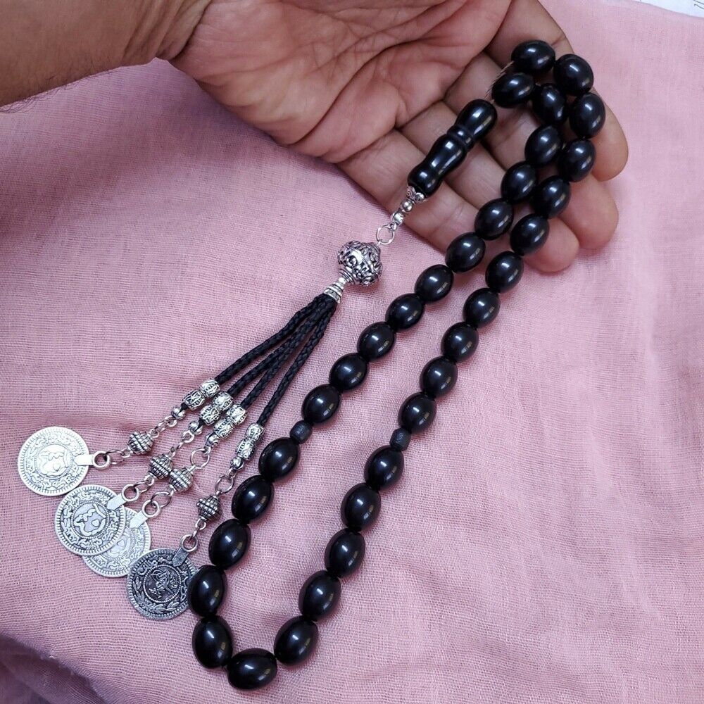 New Turkish 33 Amber Black Bakelite Prayer Beads Komboloi - Etsy
