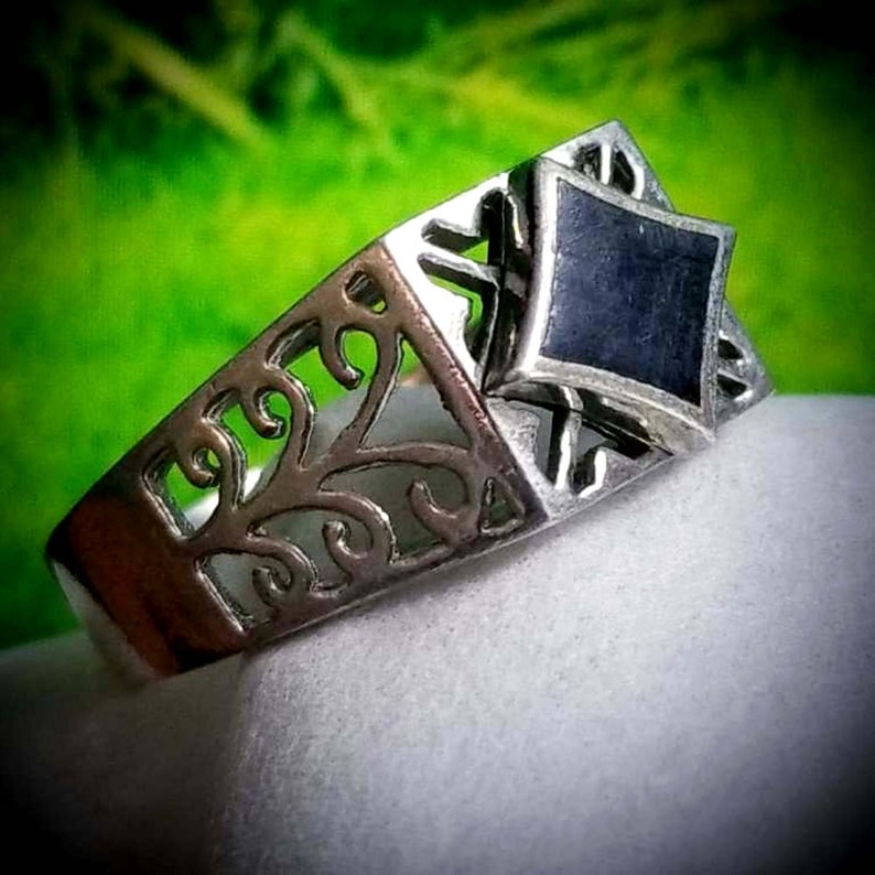 WOW handmade 925 sterling silver ring nice black stone middle eastern jewelry