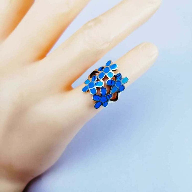 flower Women/'s Sterling Silver Ring natural blue senai \u0641\u064a\u0631\u0648\u0632 \u0633\u064a\u0646\u0627\u0648\u064a 925 Sterling Silver Ring Womens Silver Rings Womens Silver feroza Ring