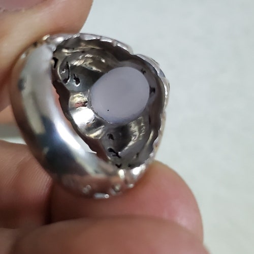 Handmade 925 sterling silver mens hotsell ring natural unheated yemen blue agate aqeeq