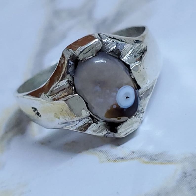 handmade yemen agate man ring natural stone sterling silver 925 oval cabochon semi precious gem ottoman arabic style all sizes jewelry