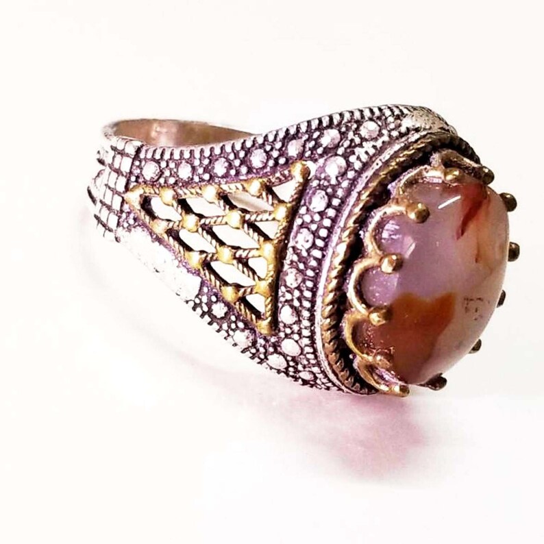 handmade 925 sterling silver ring genuine yaman yemen aqeeq agate akeek