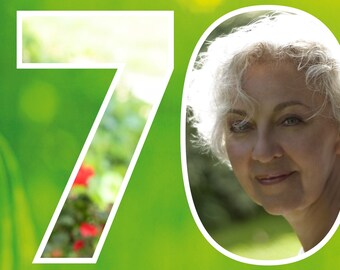 70th birthday invitation: Number 70 with photo