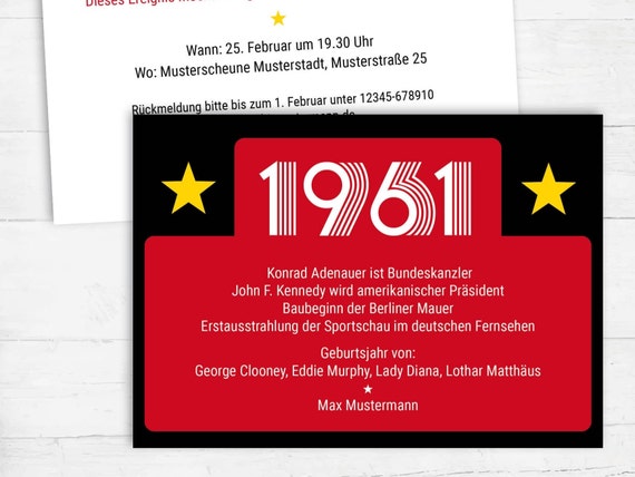Invitation To The 60th Birthday Vintage 1961 Events And Etsy