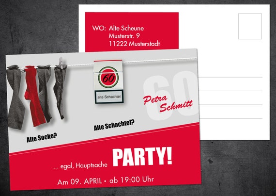 Einladung Zum 60 Geburtstag Postkarte Im Din A6 Format Etsy
