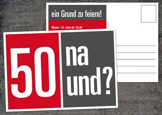 Einladung Zum 50 Geburtstag Postkarte Im Din A6 Format Etsy